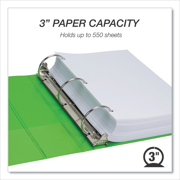 Earth's Choice Plant-Based Economy Round Ring View Binders, 3 Rings, 3in Capacity, 11x8.5, Lime, 2PK